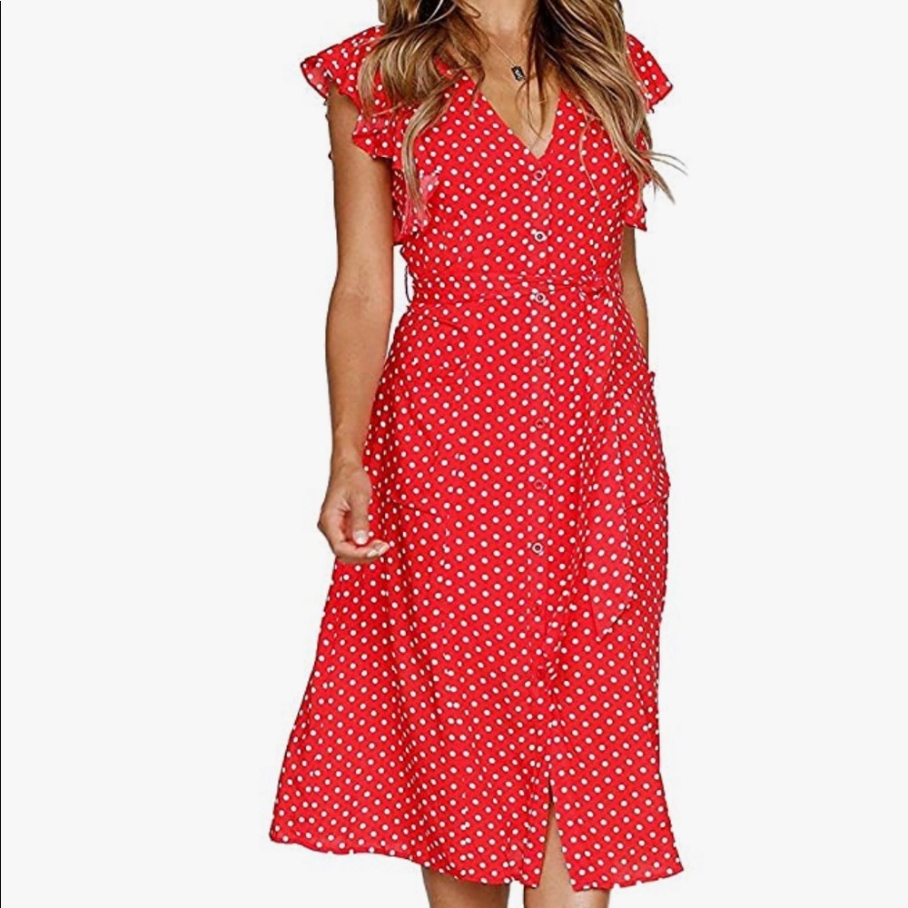 Red Polka Dot Wrap Dress NWOT
